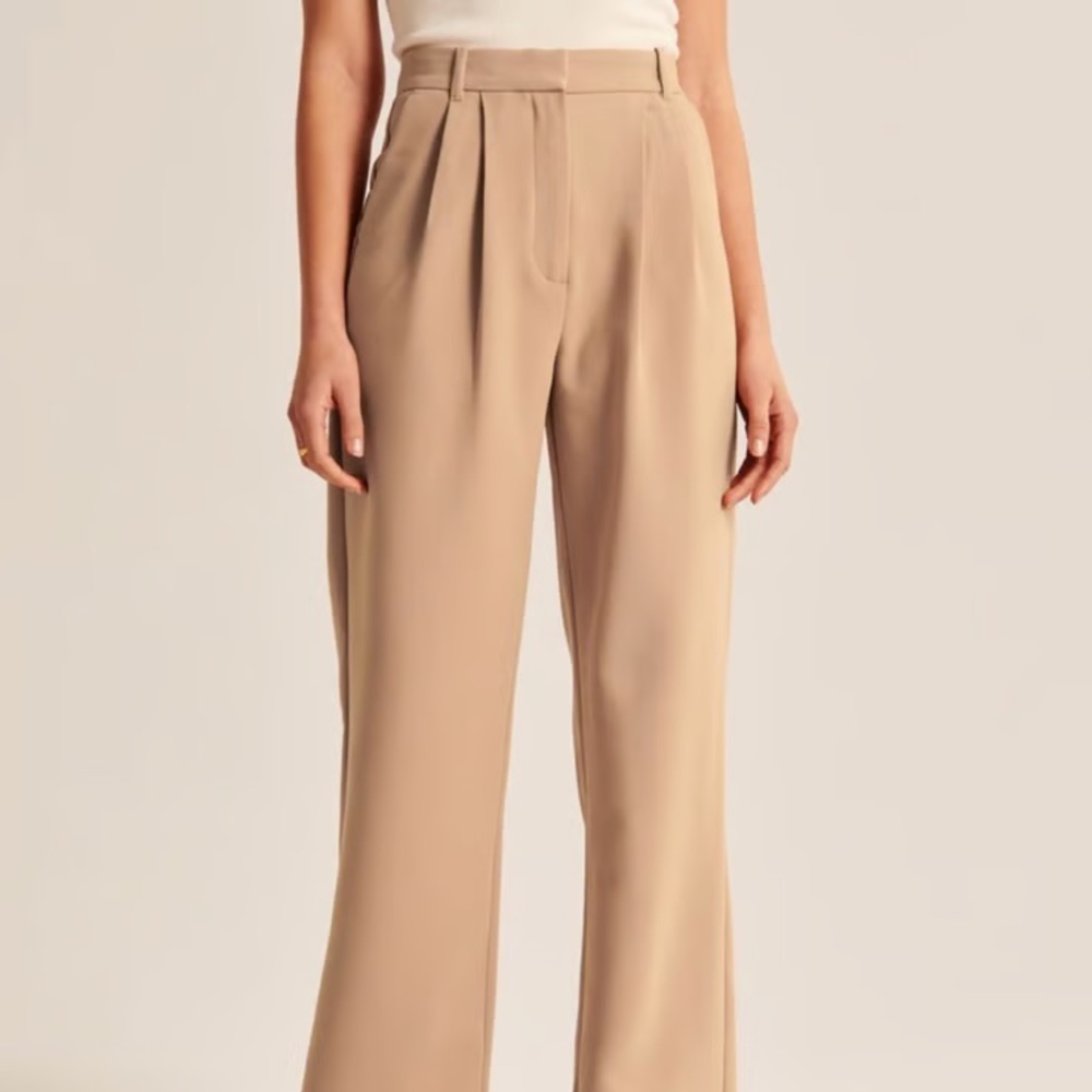 Abercrombie & Fitch Tan Wide-Leg Trousers